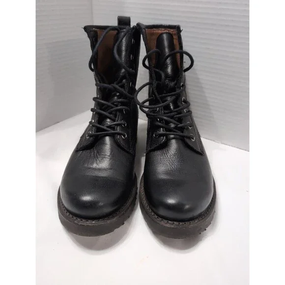 FRYE Womens Size 6B Black Leather Laces Ankle Fashion Western Boots Pre-owned - Picture 4 of 10